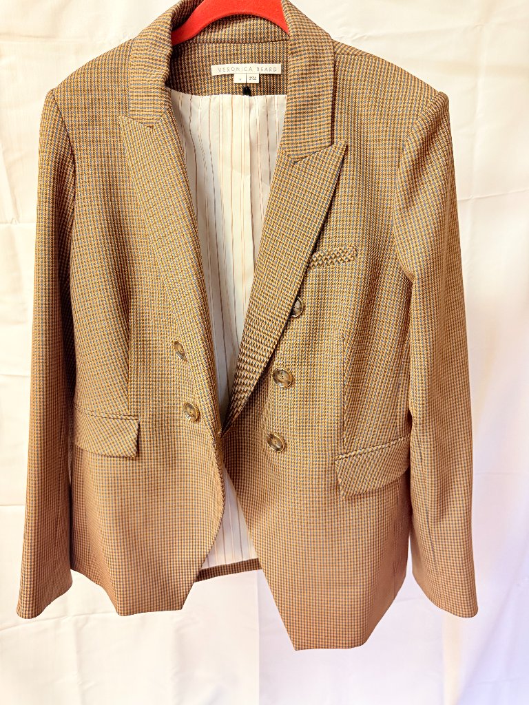 Veronica Beard Miller Dickey Houndstooth Blazer 14 Euc